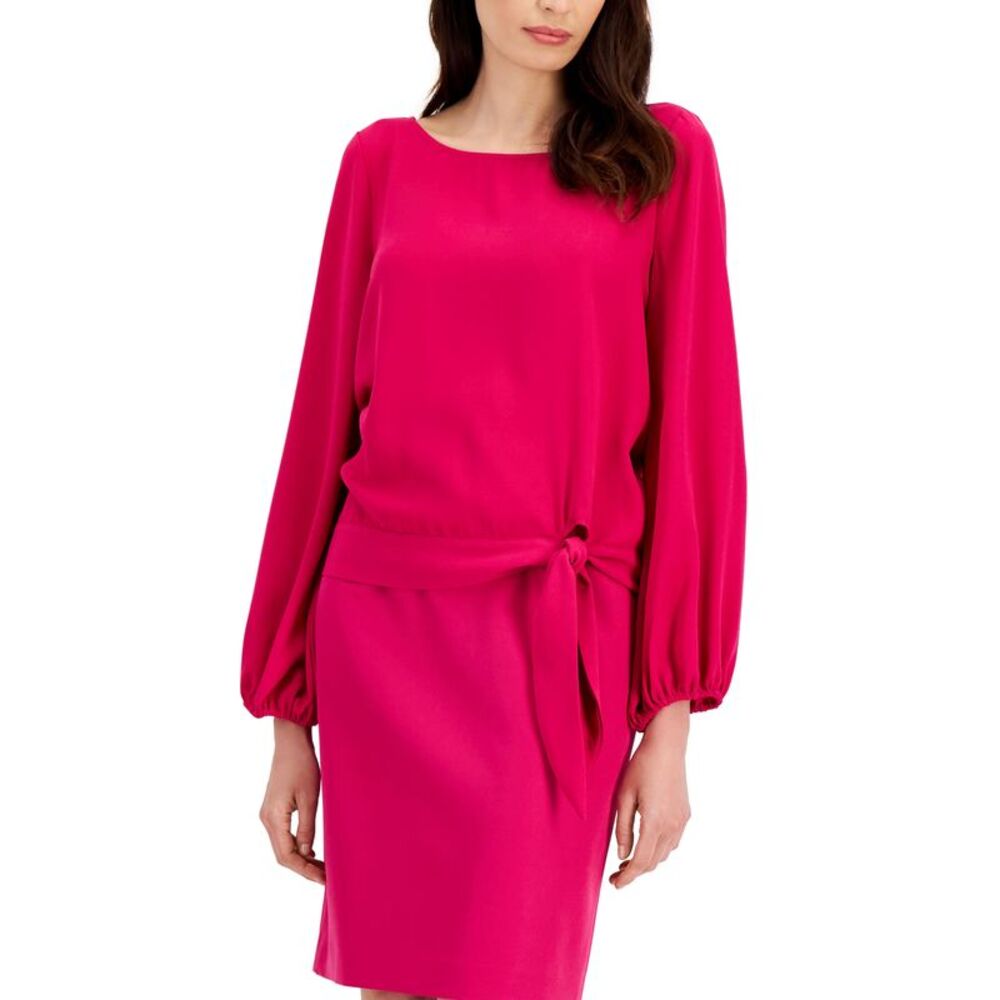 Tahari Asl Womens Side Tie Blouse